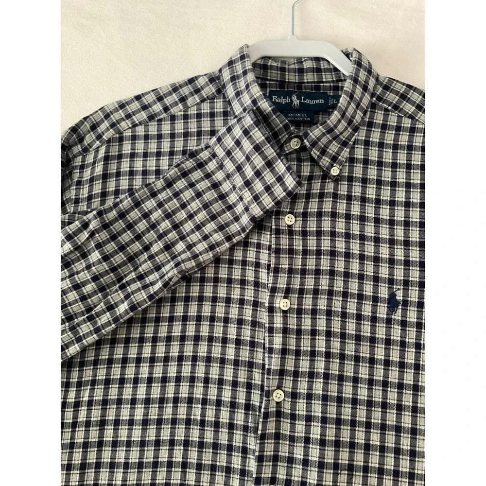 Ralph Lauren Checkered Button Down Shirt Long Sleeve Cotton Casual Size L - Picture 6 of 7